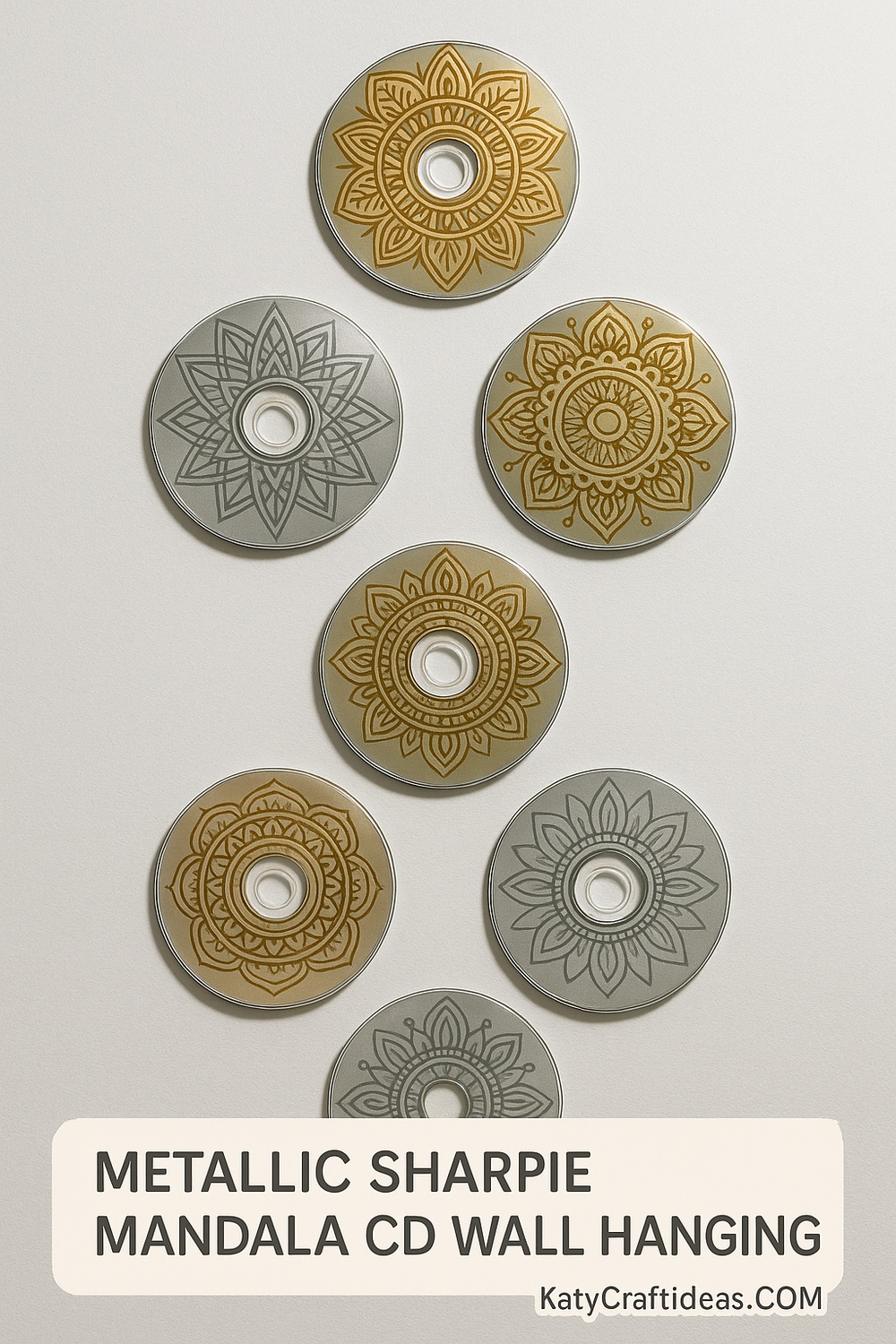 Metallic Sharpie Mandala CD Wall Hanging