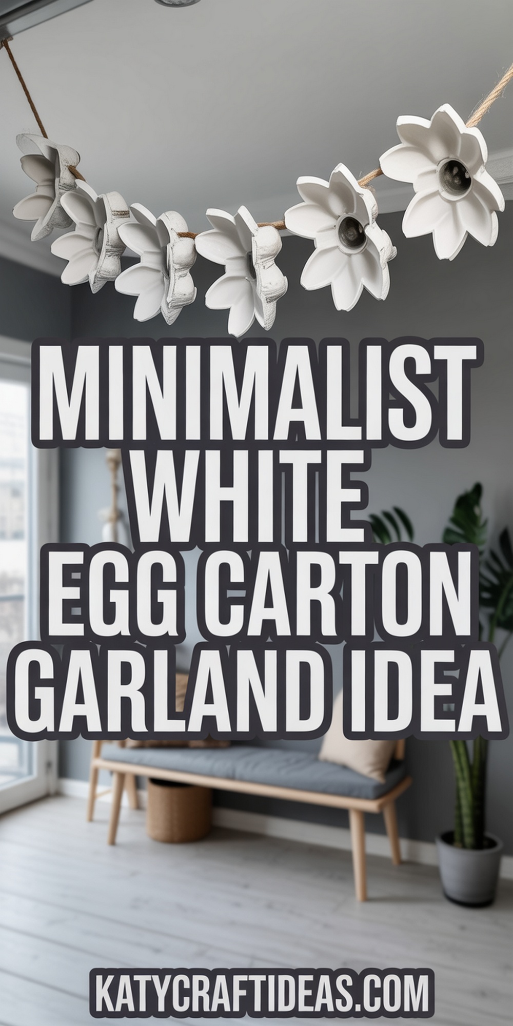 Minimalist Monochrome Egg Carton Flower Strand