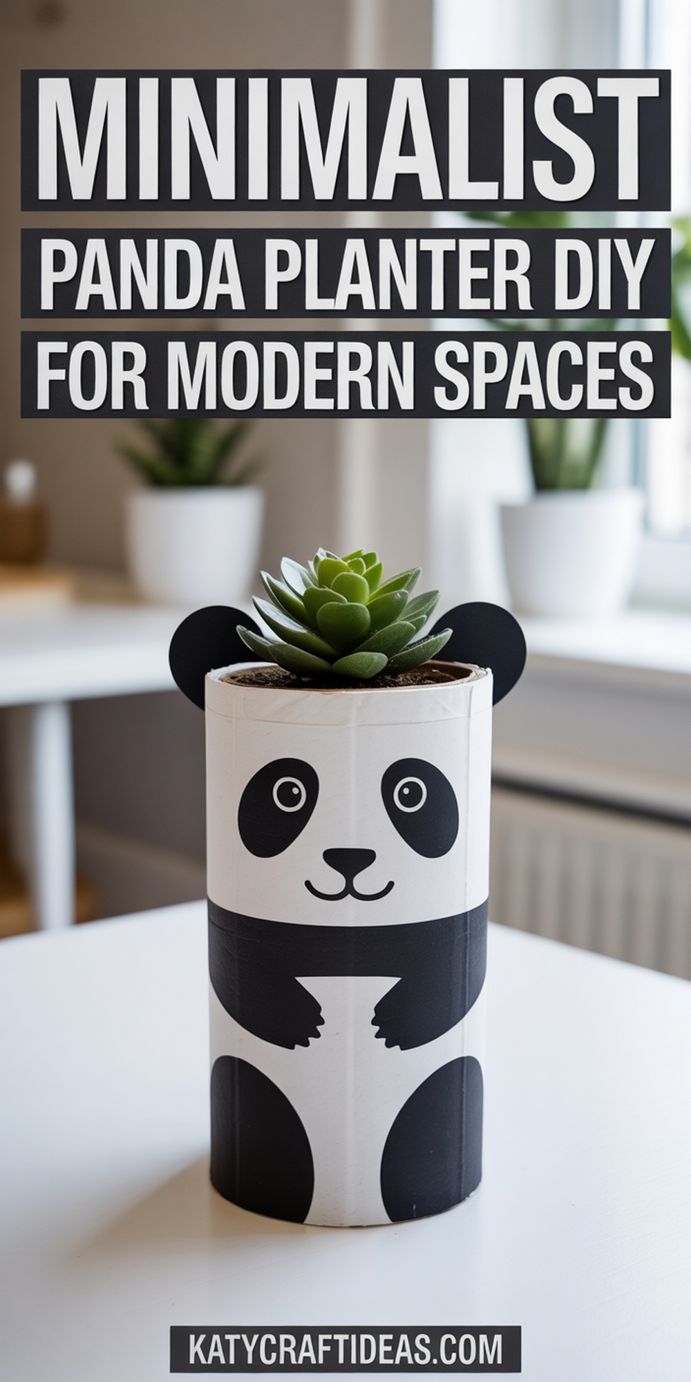 Minimalist Panda Planters with Black and White Aesthetic