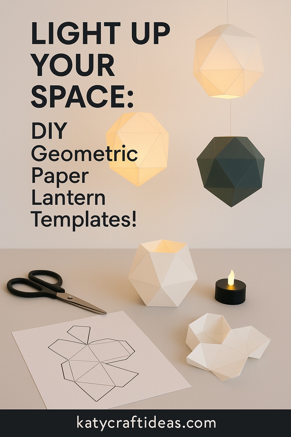 Modern Geometric Paper Lantern Templates