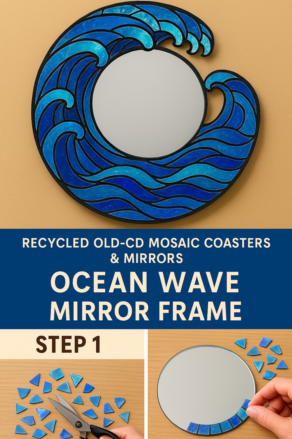 Ocean Wave Mirror Frame