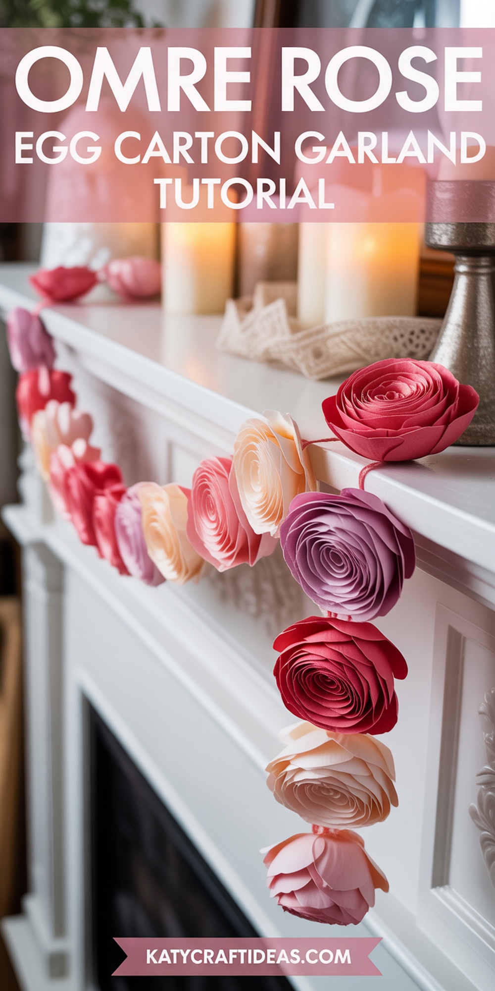 Ombre Rose Garland from Recycled Egg Cartons
