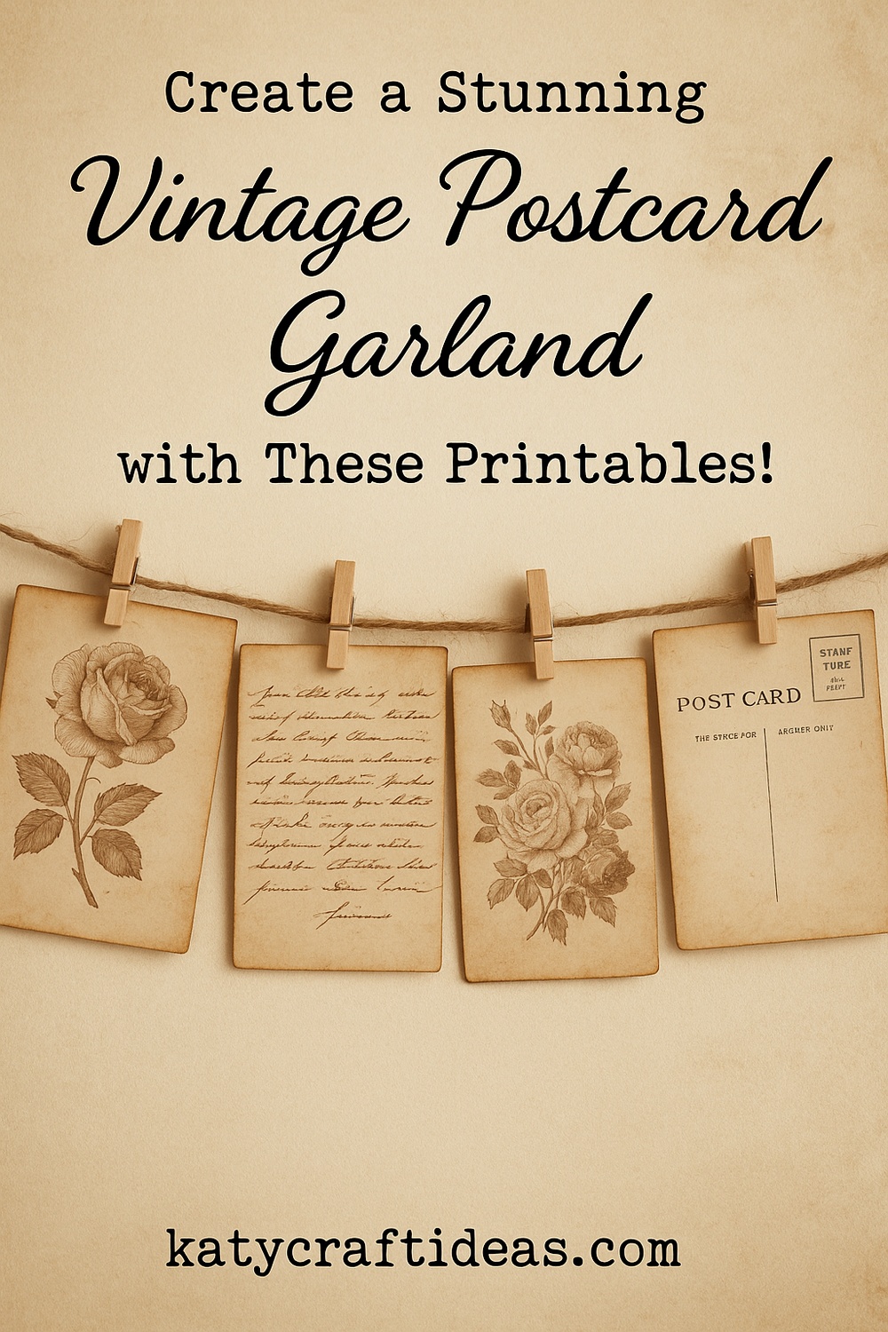 Printable Vintage Postcard Garland