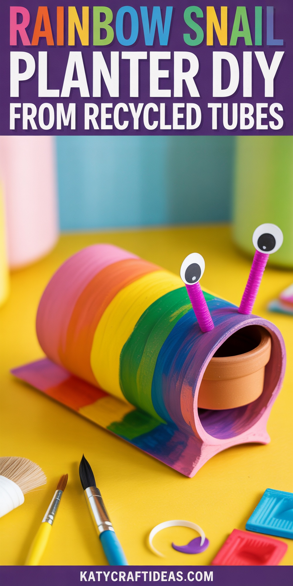 Rainbow Snail Planters with Painted Shell Pots
