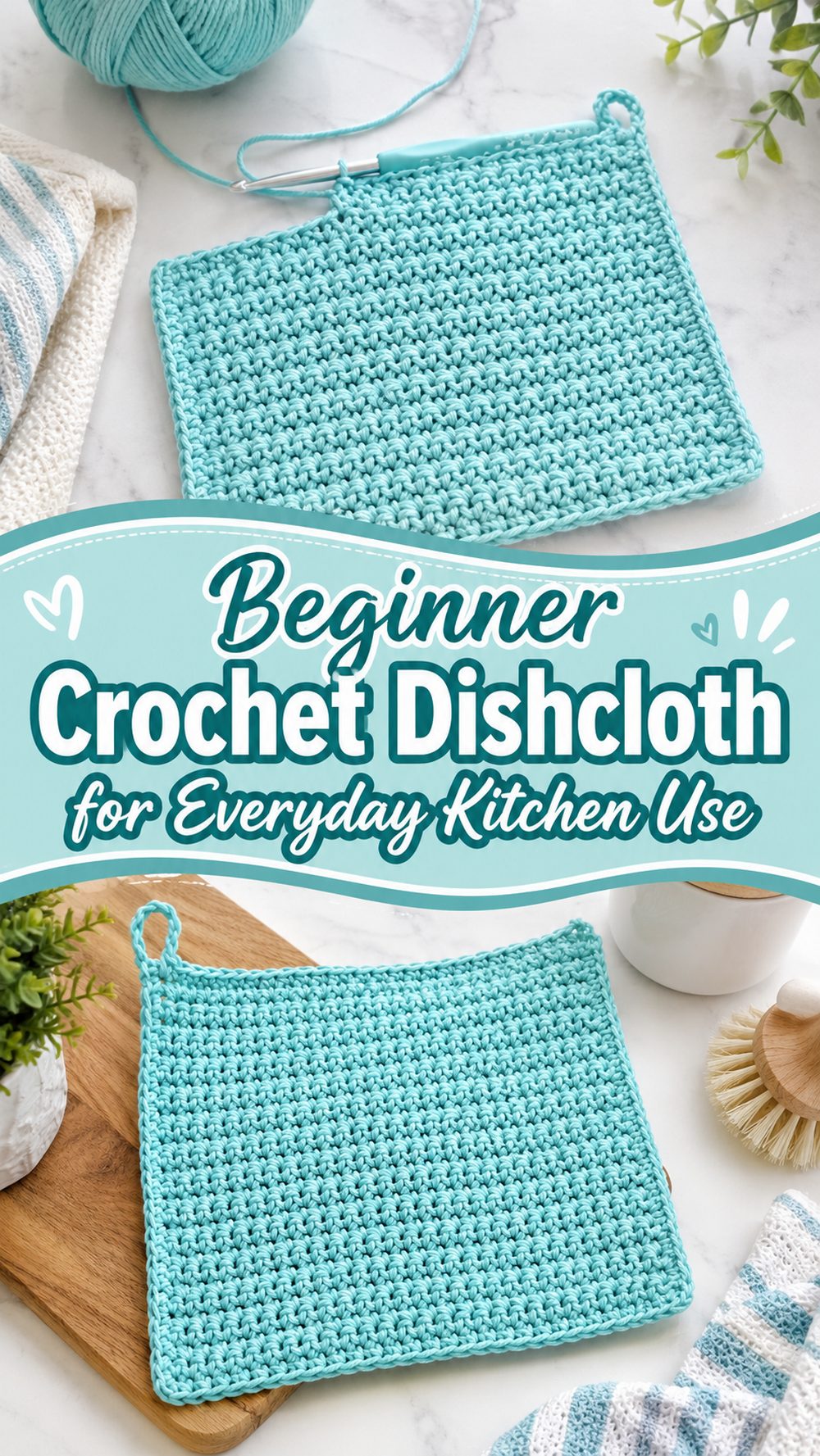 Beginner Crochet Dishcloth for Everyday Kitchen Use
