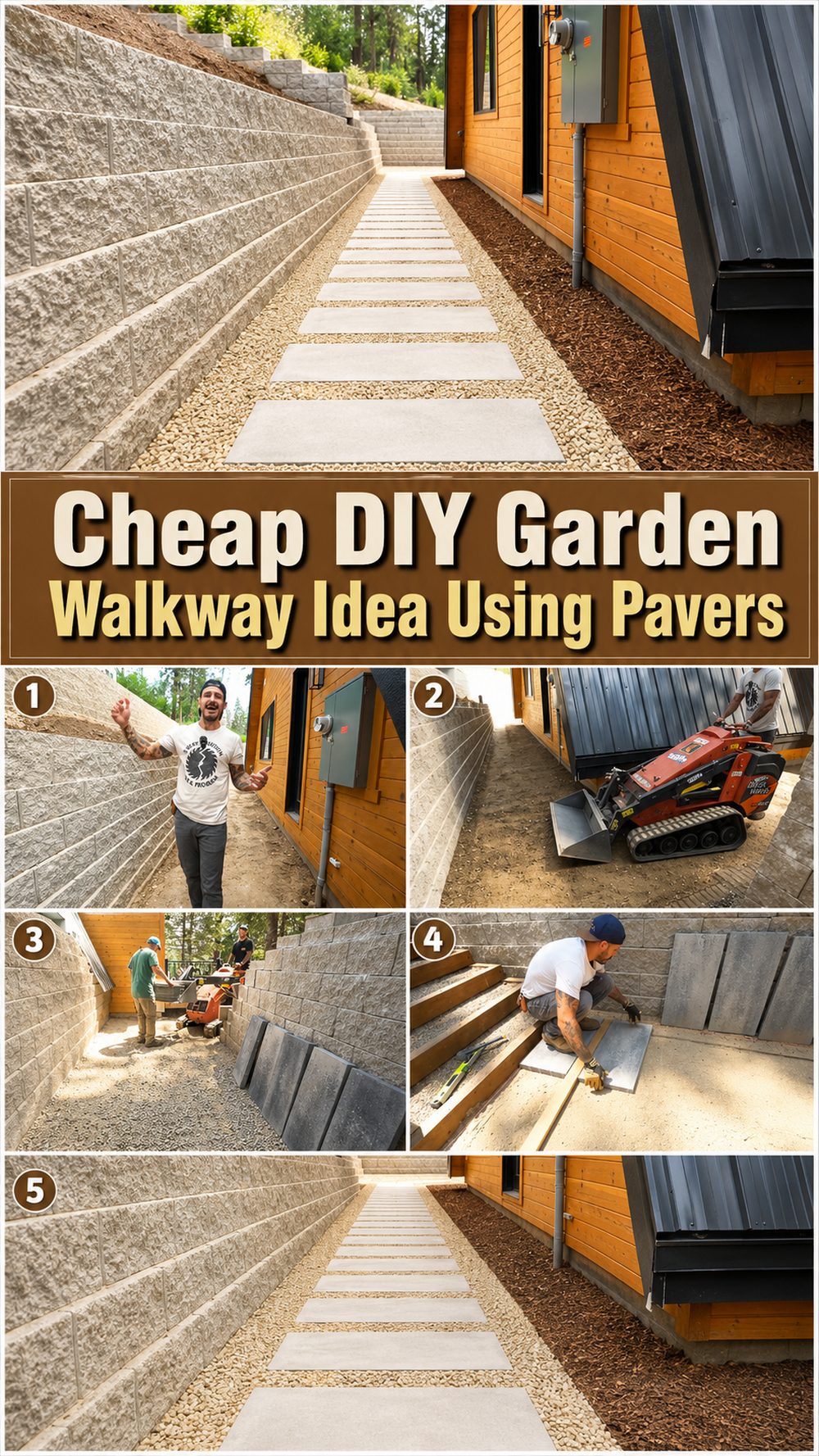 Cheap DIY Garden Walkway Idea Using Pavers