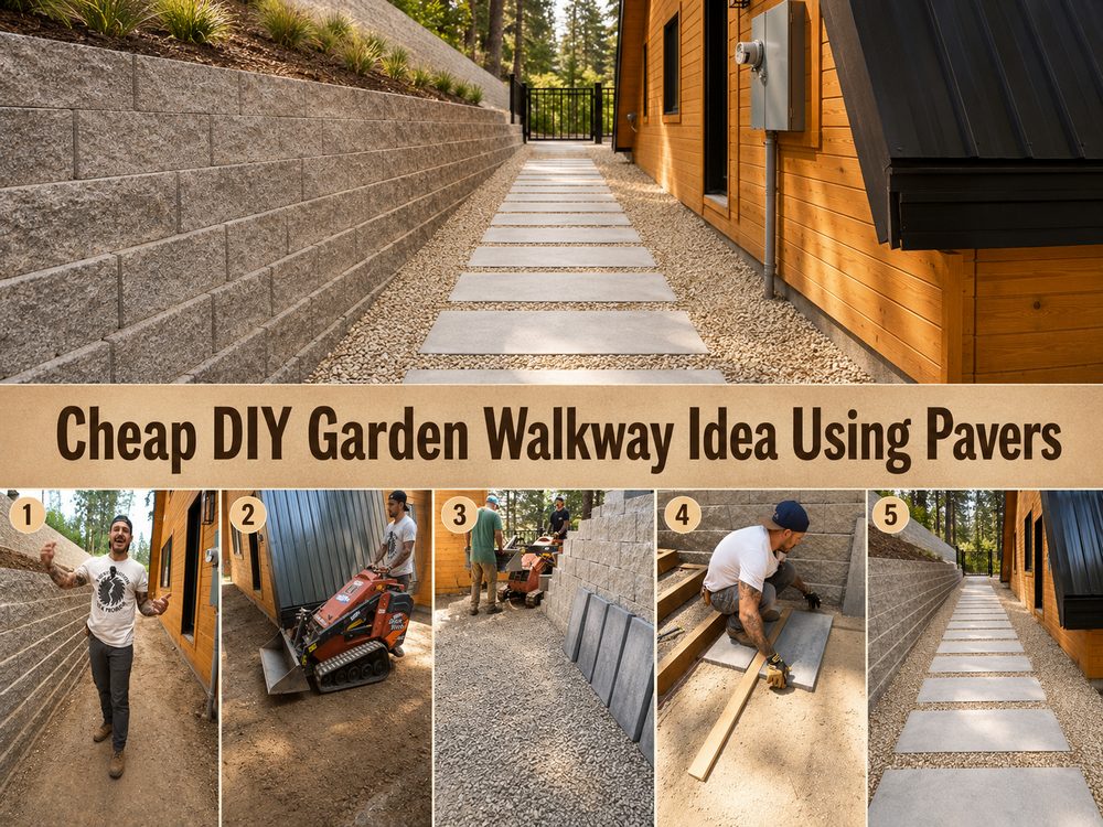 Cheap DIY Garden Walkway Idea Using Pavers