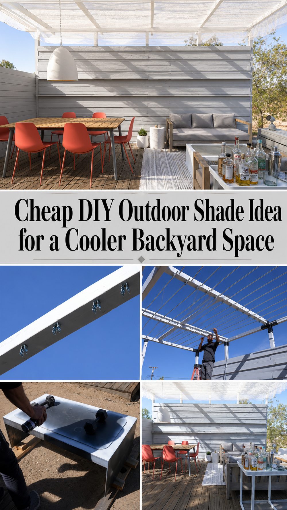 Cheap DIY Outdoor Shade Idea for a Cooler Backyard Space - Katy Craft Ideas