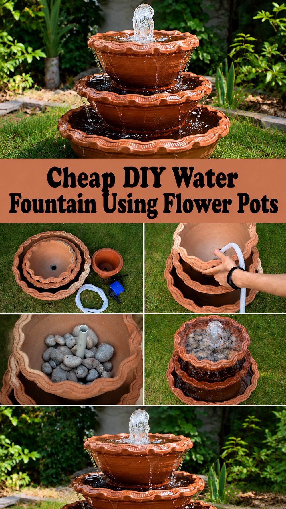 Cheap DIY Water Fountain Using Flower Pots