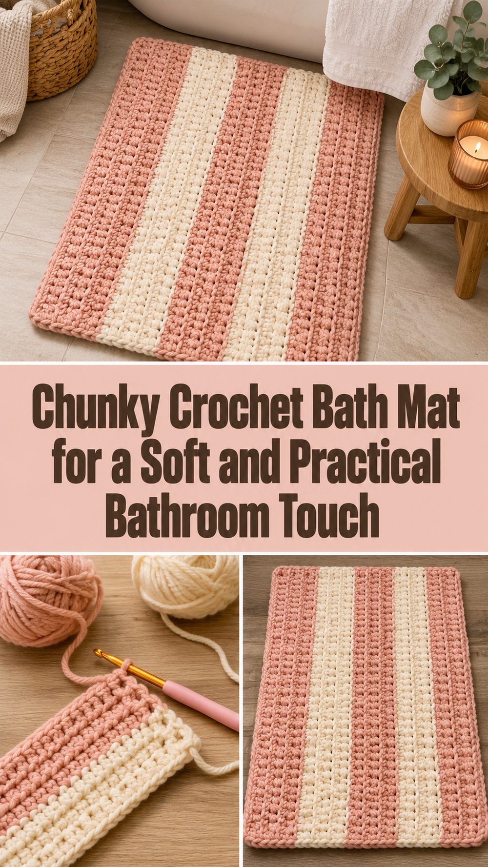 Chunky Crochet Bath Mat for a Soft and Practical Bathroom Touch