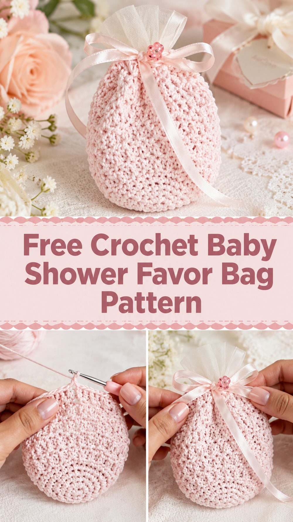 Crochet Baby Shower Favor Bag Pattern