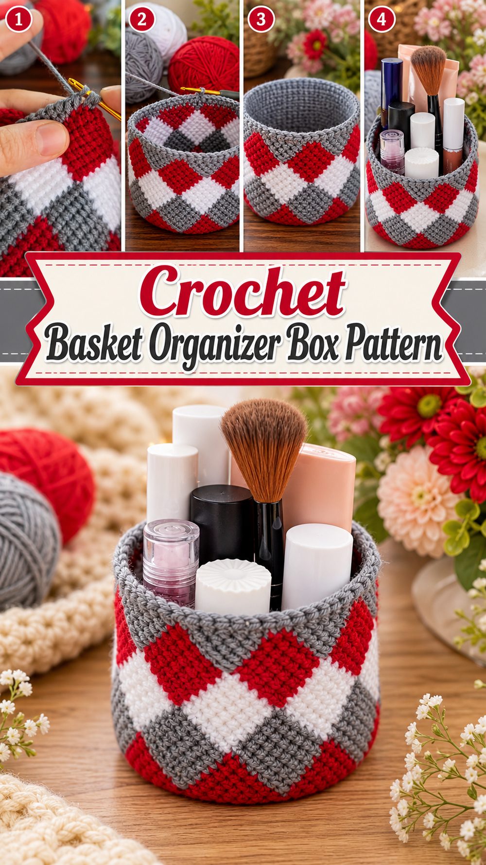 Crochet Basket Organizer Box Pattern
