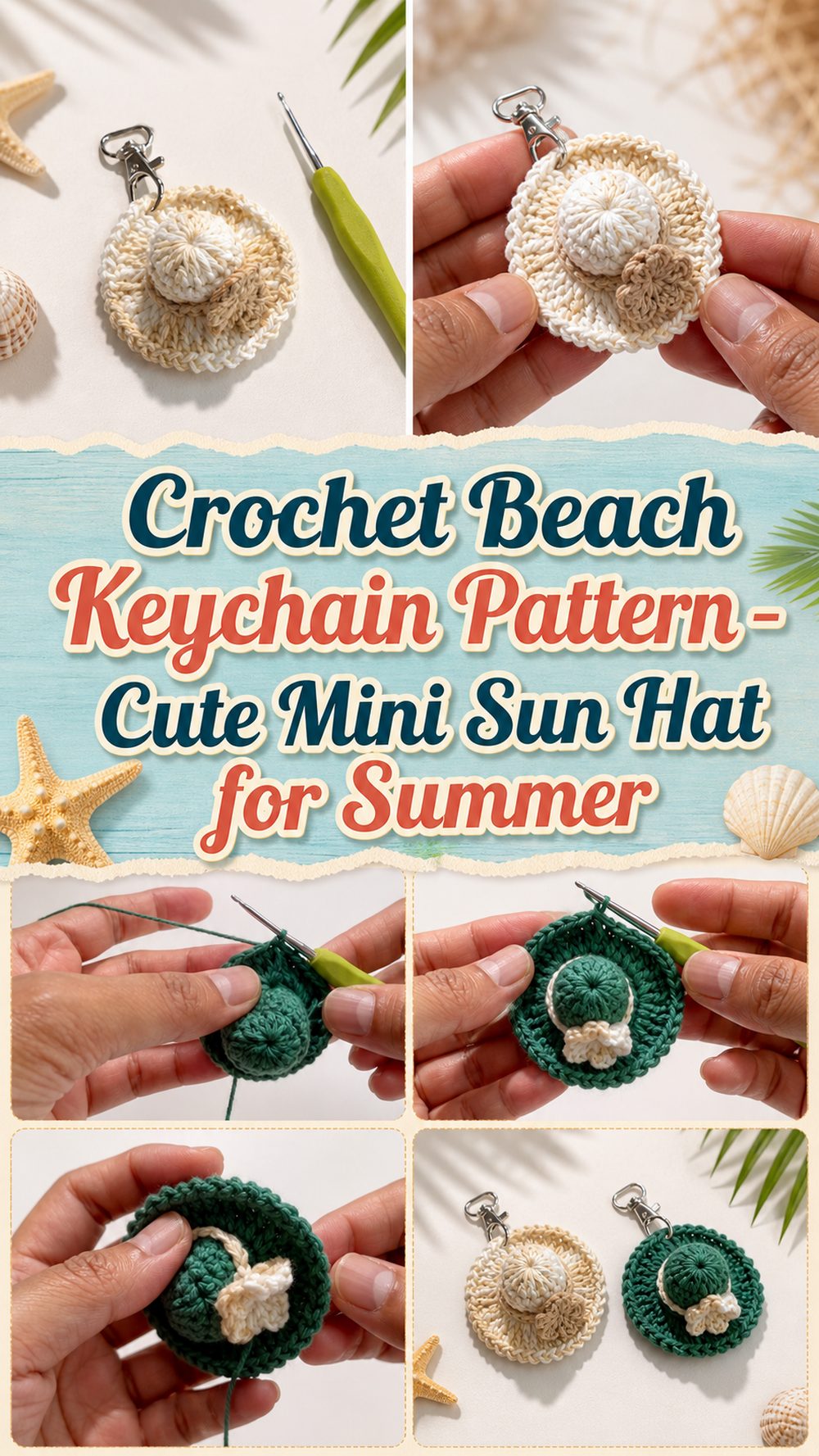 Crochet Beach Keychain Pattern – Cute Mini Sun Hat for Summer