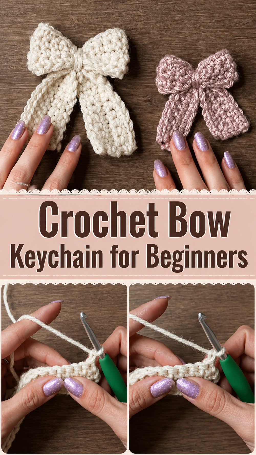 Crochet Bow Keychain for Beginners