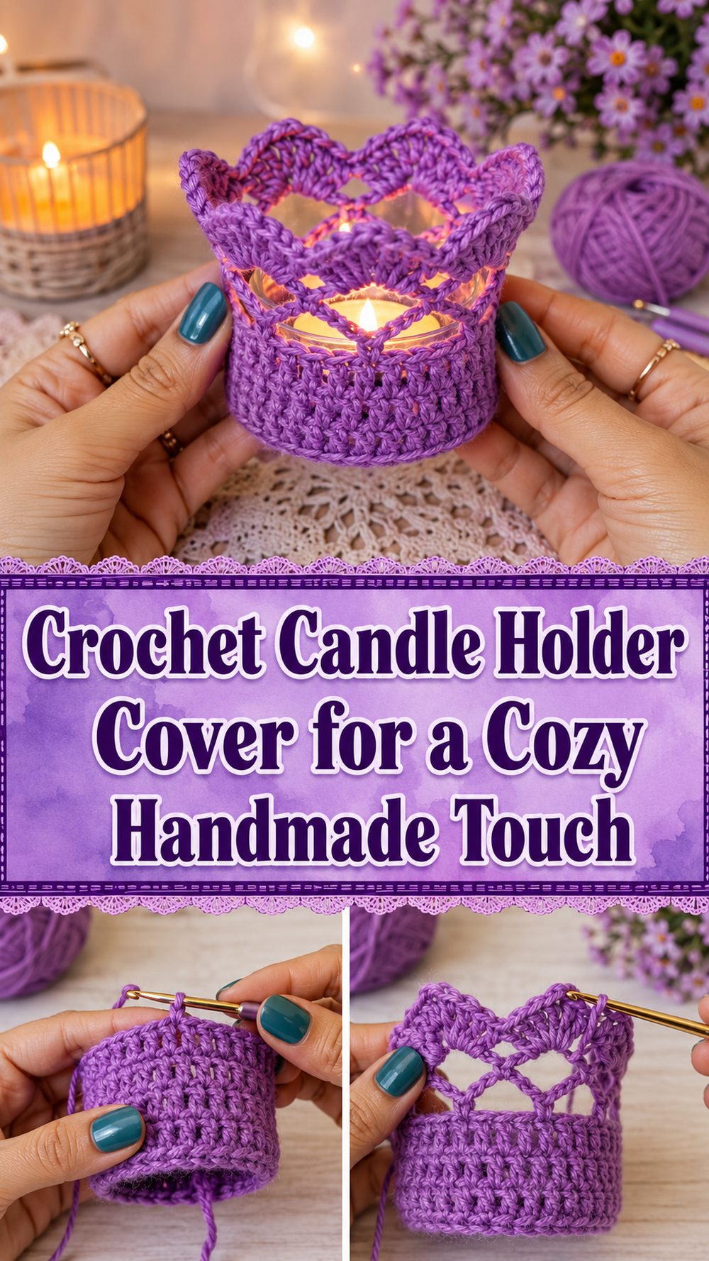 Crochet Candle Holder Cover for a Cozy Handmade Touch