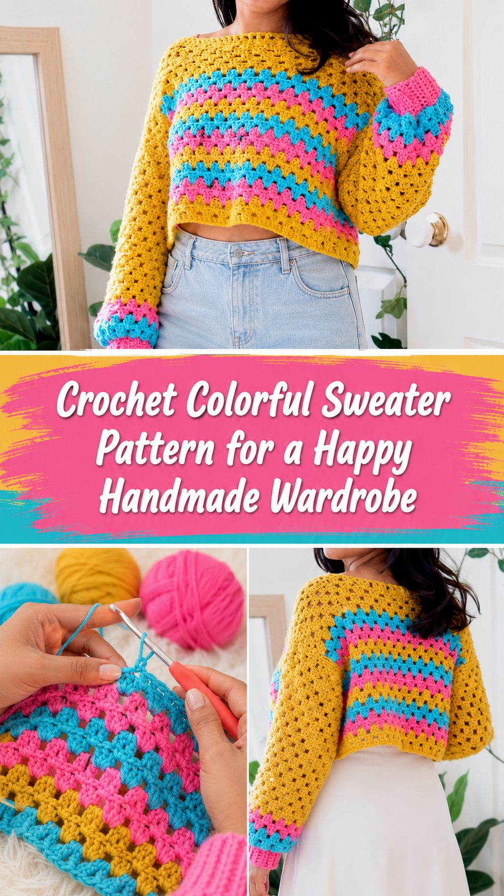 Crochet Colorful Sweater for a Happy Handmade Wardrobe