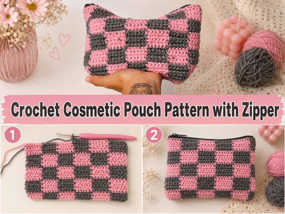 Crochet Cosmetic Pouch Pattern with Zipper s