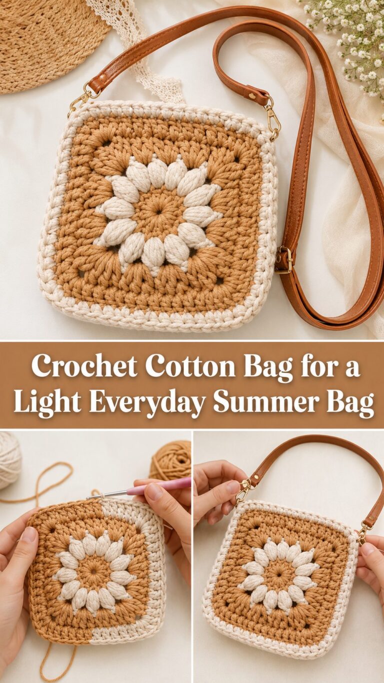 Crochet Cotton Bag for a Light Everyday Summer Bag - Katy Craft Ideas