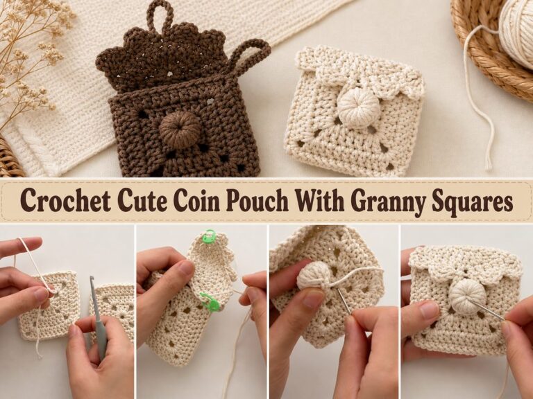 Crochet Cute Coin Pouch With Granny Squares