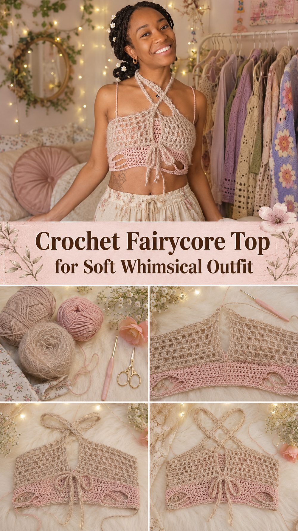 Crochet Fairycore Top for Soft Whimsical Outfit