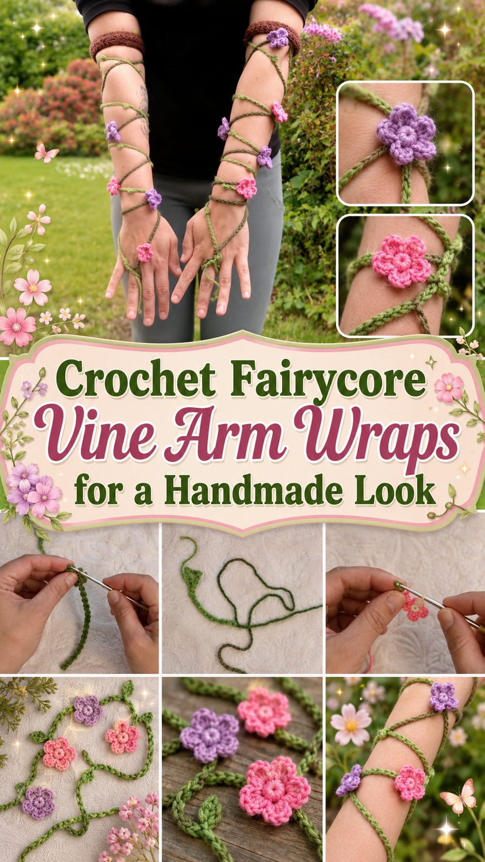 Crochet Fairycore Vine Arm Wraps for a Handmade Look