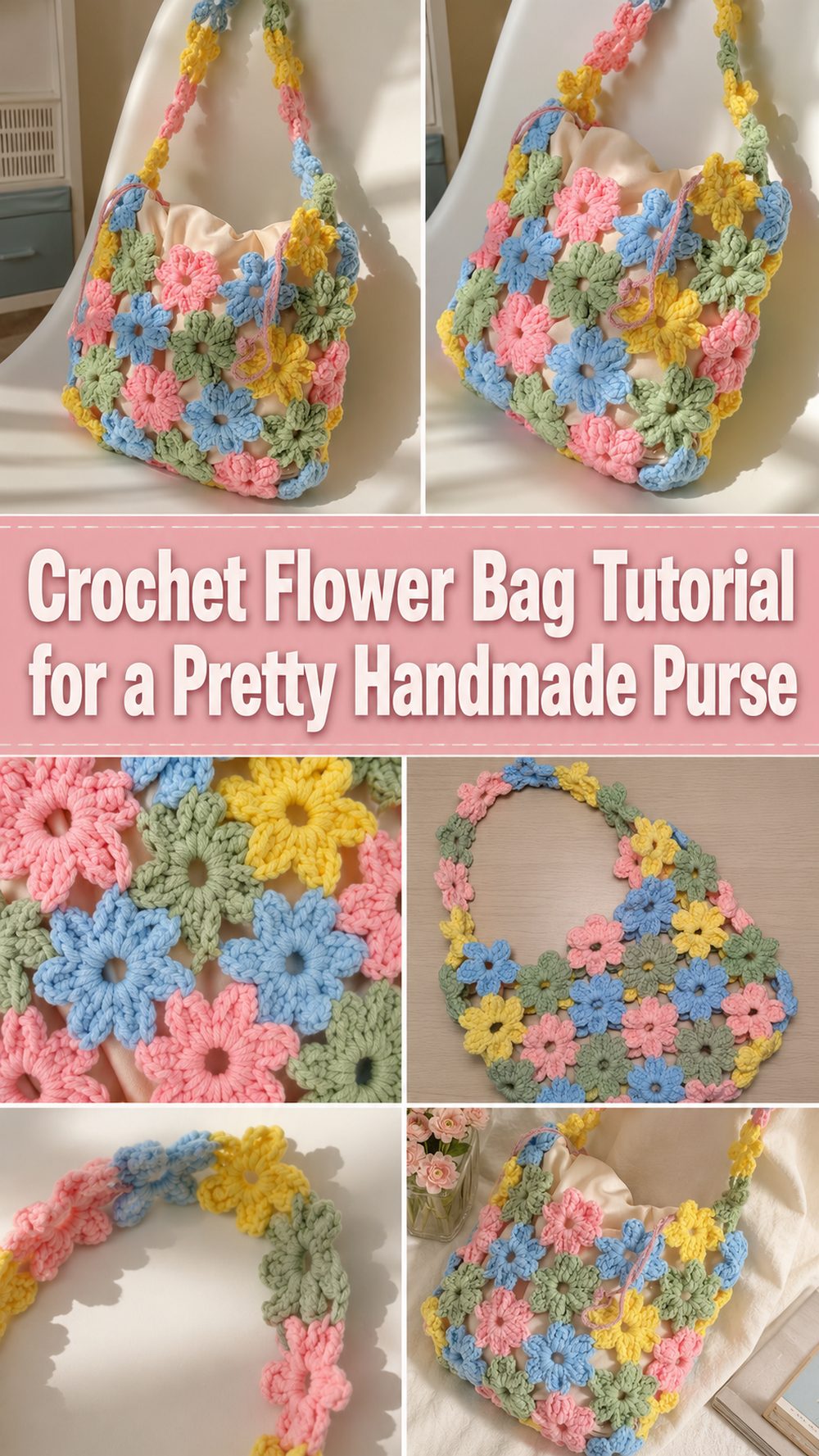 Crochet Flower Bag Tutorial for a Pretty Handmade Purse