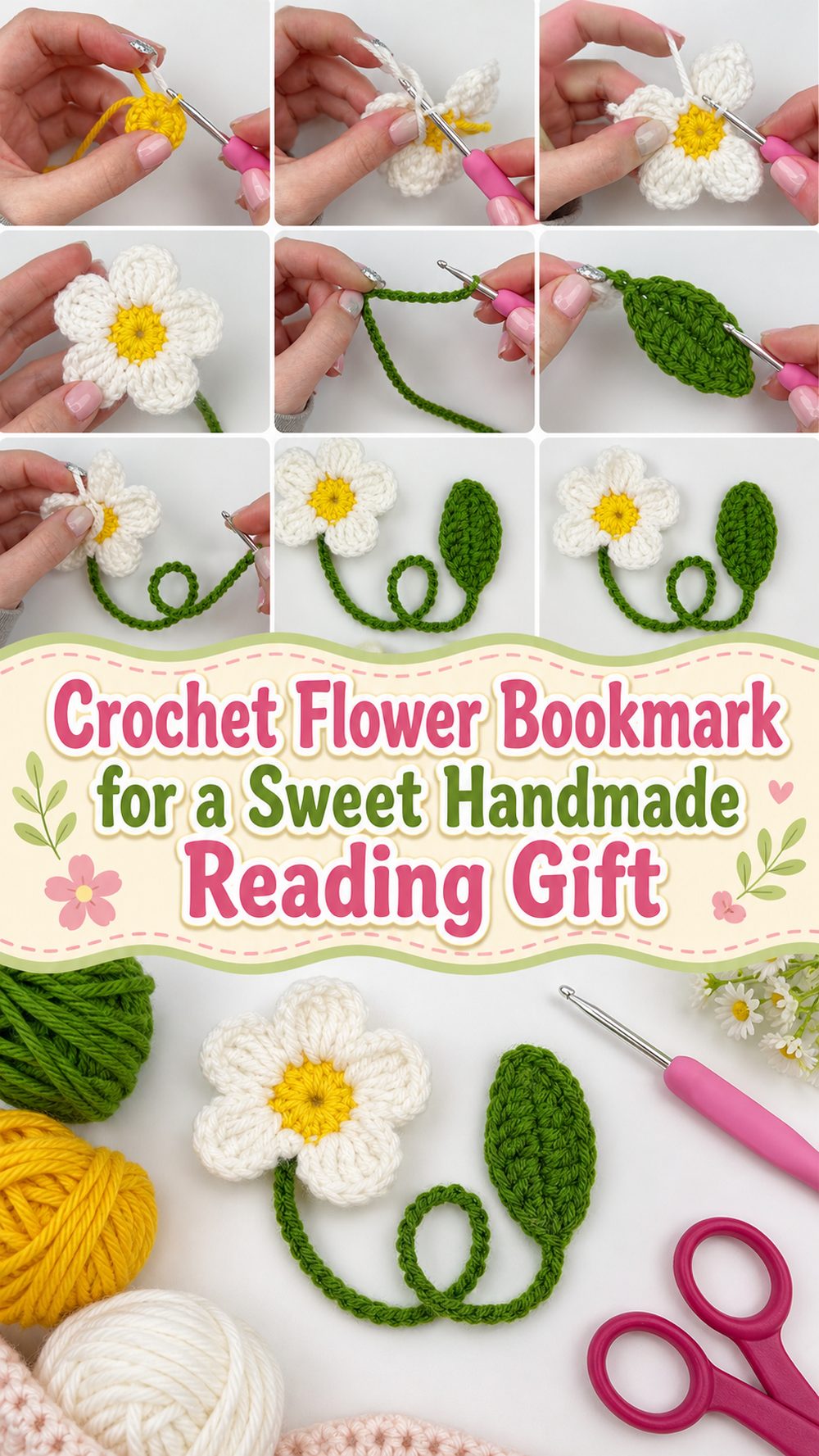 Crochet Flower Bookmark for a Sweet Handmade Reading Gift