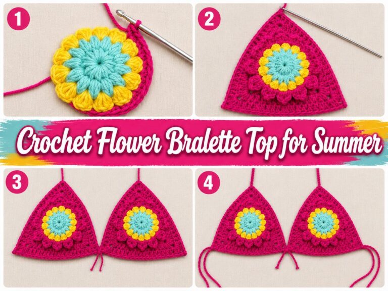 Crochet Flower Bralette Top for Summer