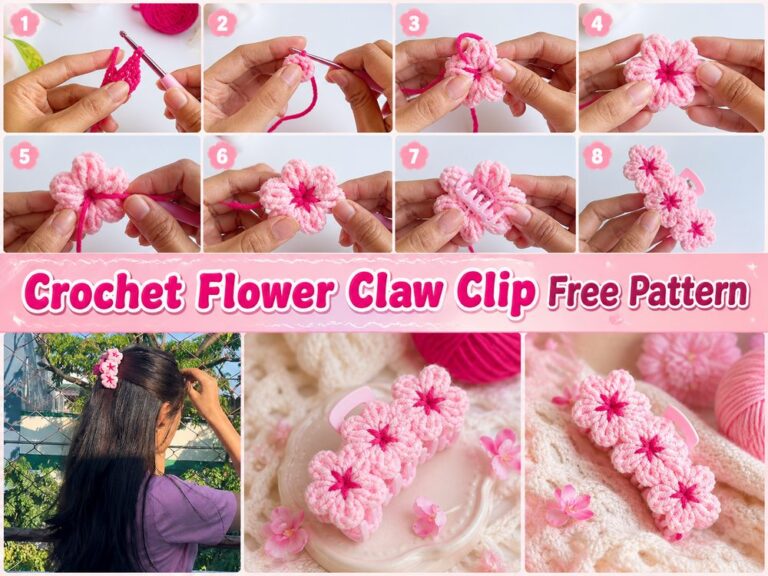 Crochet Flower Claw Clip Free Pattern sd
