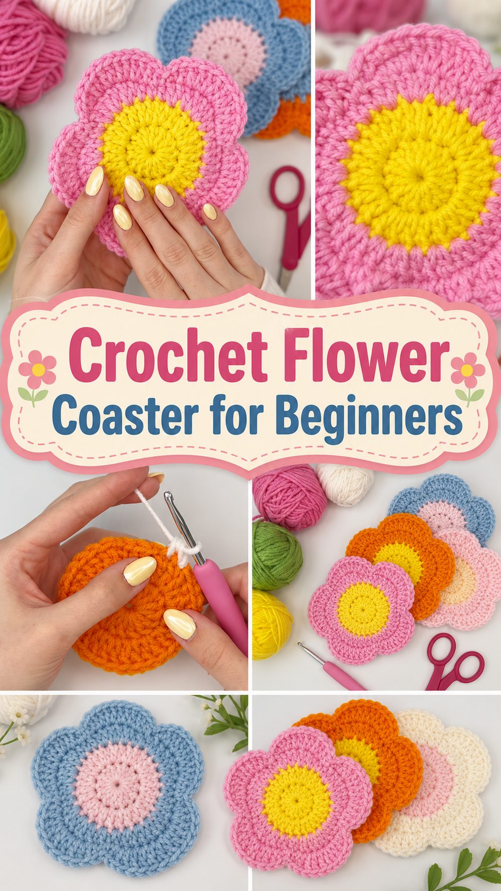 Crochet Flower Coaster for Beginners