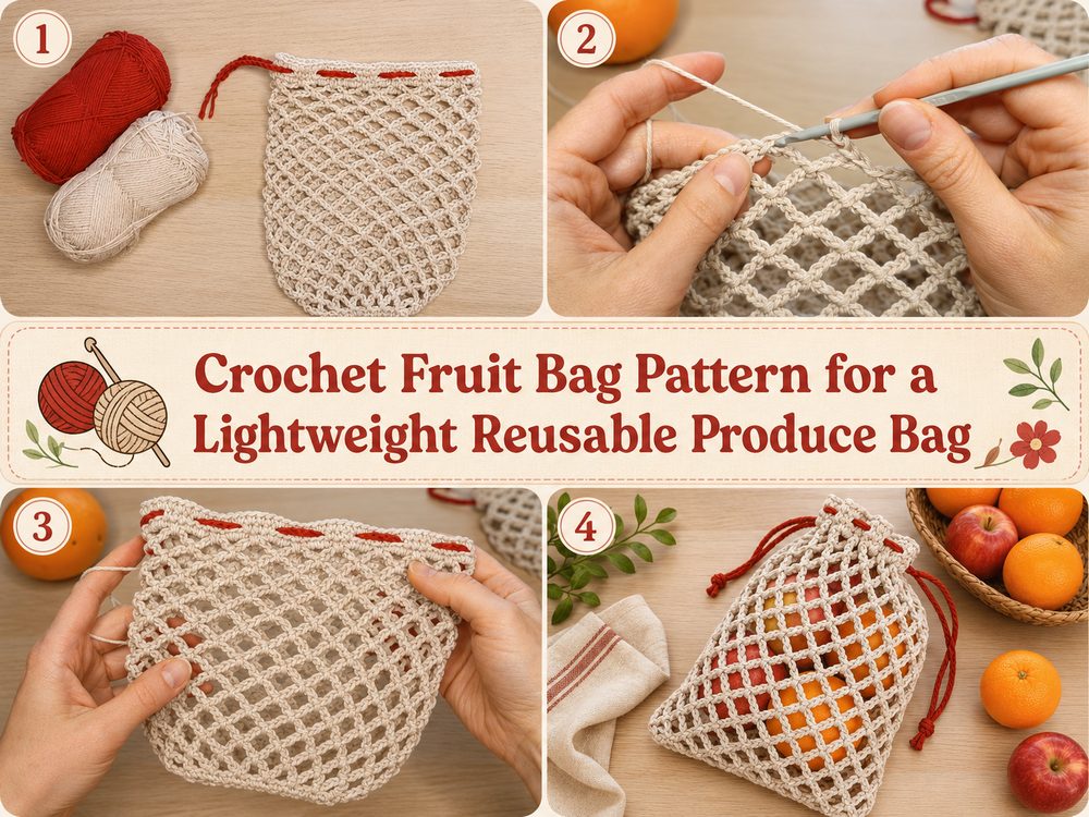Crochet Fruit Bag Pattern for a Lightweight Reusable Produce Bag
