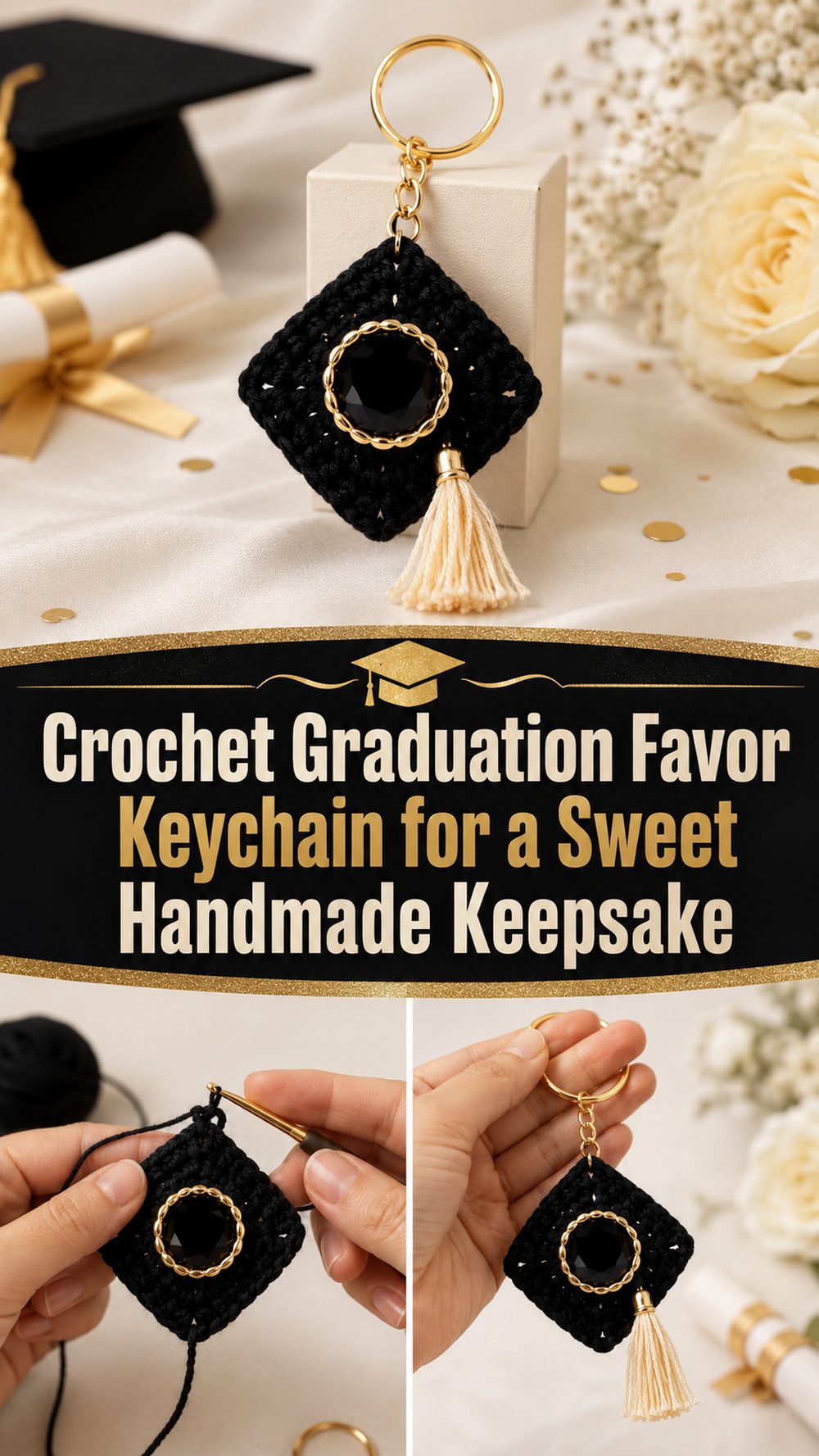 Crochet Graduation Favor Keychain for a Sweet Handmade Keepsake