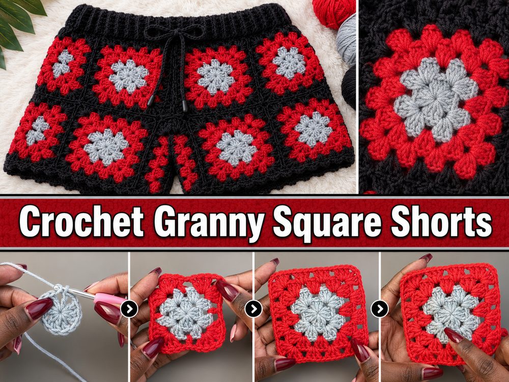 Crochet Granny Square Shorts