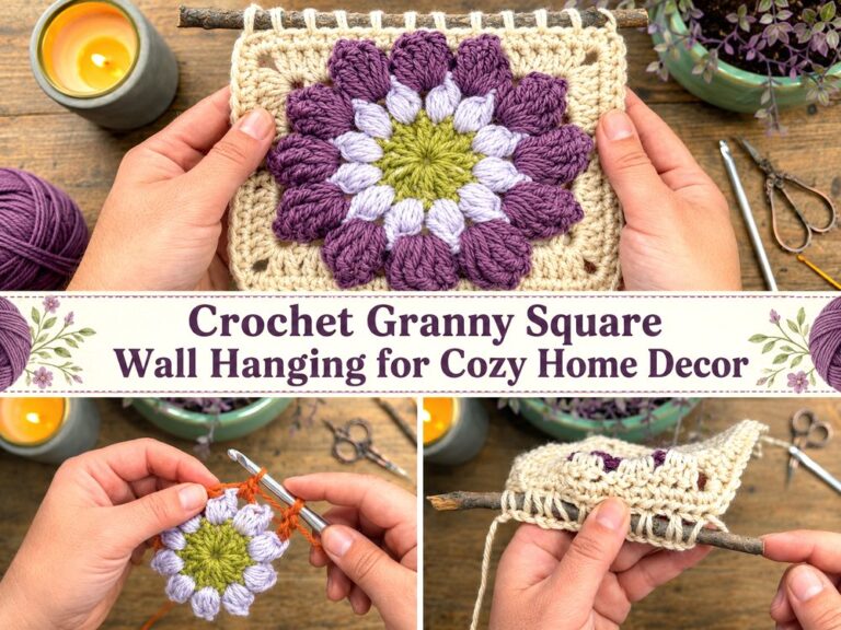 Crochet Granny Square Wall Hanging for Cozy Home Decor
