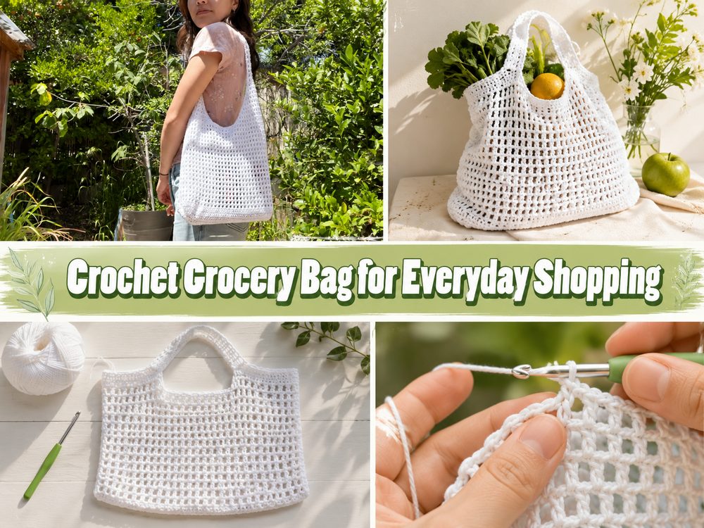 Crochet Grocery Bag for Everyday Shopping S