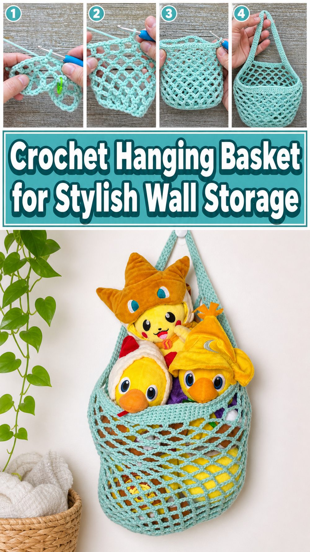 Crochet Hanging Basket for Stylish Wall Storage