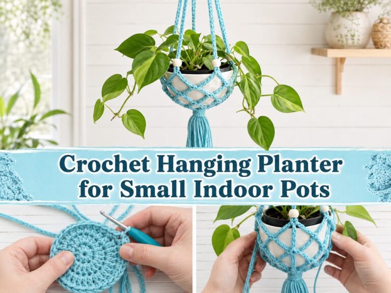 Crochet Hanging Planter for Small Indoor Pots z
