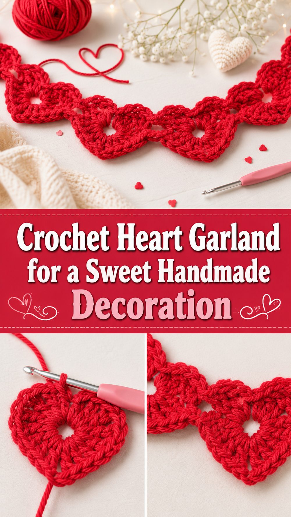 Crochet Heart Garland for a Sweet Handmade Decoration