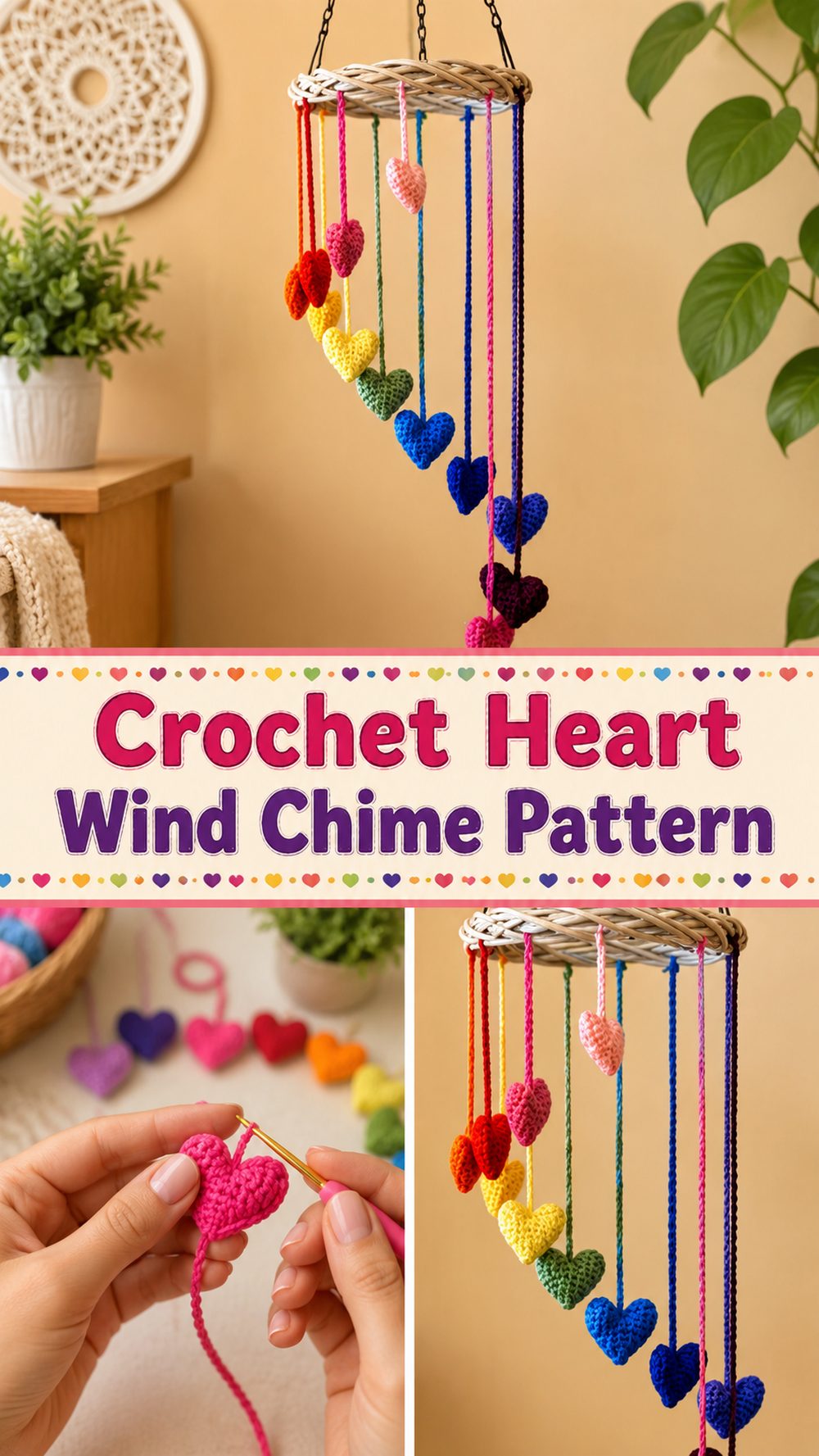 Crochet Heart Wind Chime Pattern