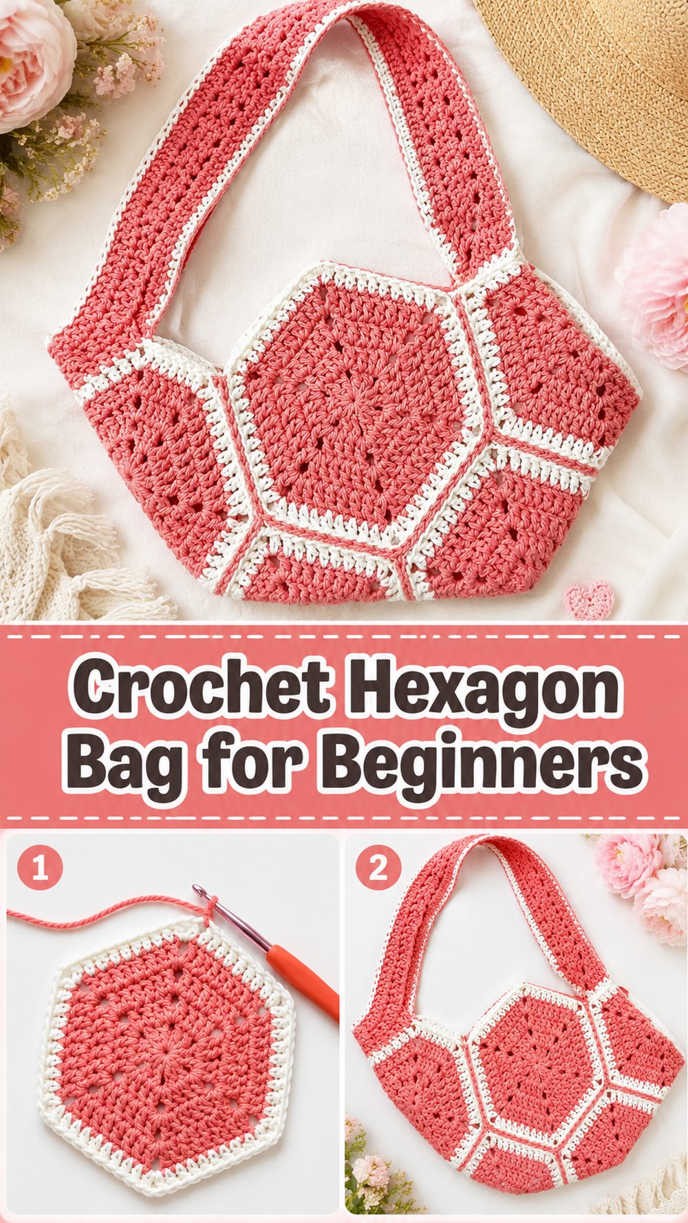 Crochet Hexagon Bag for Beginners - Katy Craft Ideas
