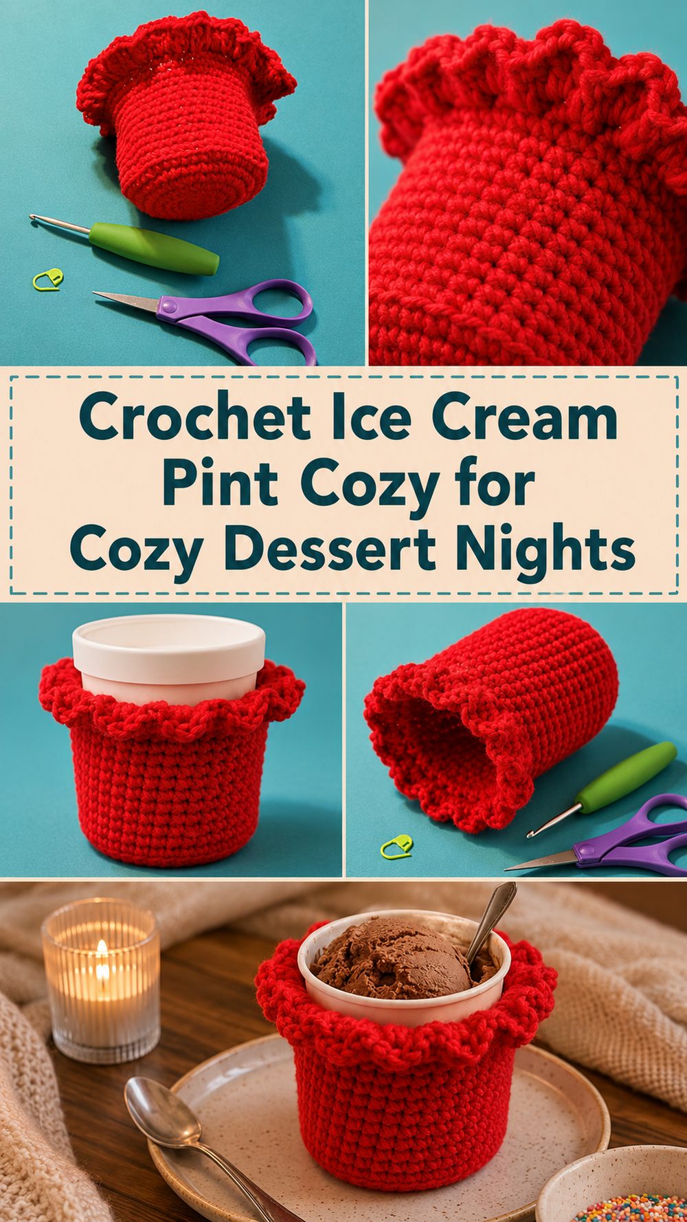 Crochet Ice Cream Pint Cozy for Cozy Dessert Nights