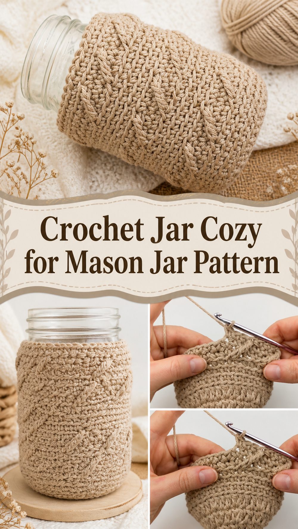 Crochet Jar Cozy for Mason Jar Pattern