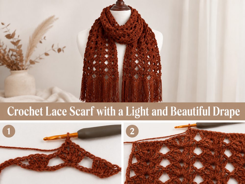 Crochet Lace Scarf with a Light and Beautiful Drape s