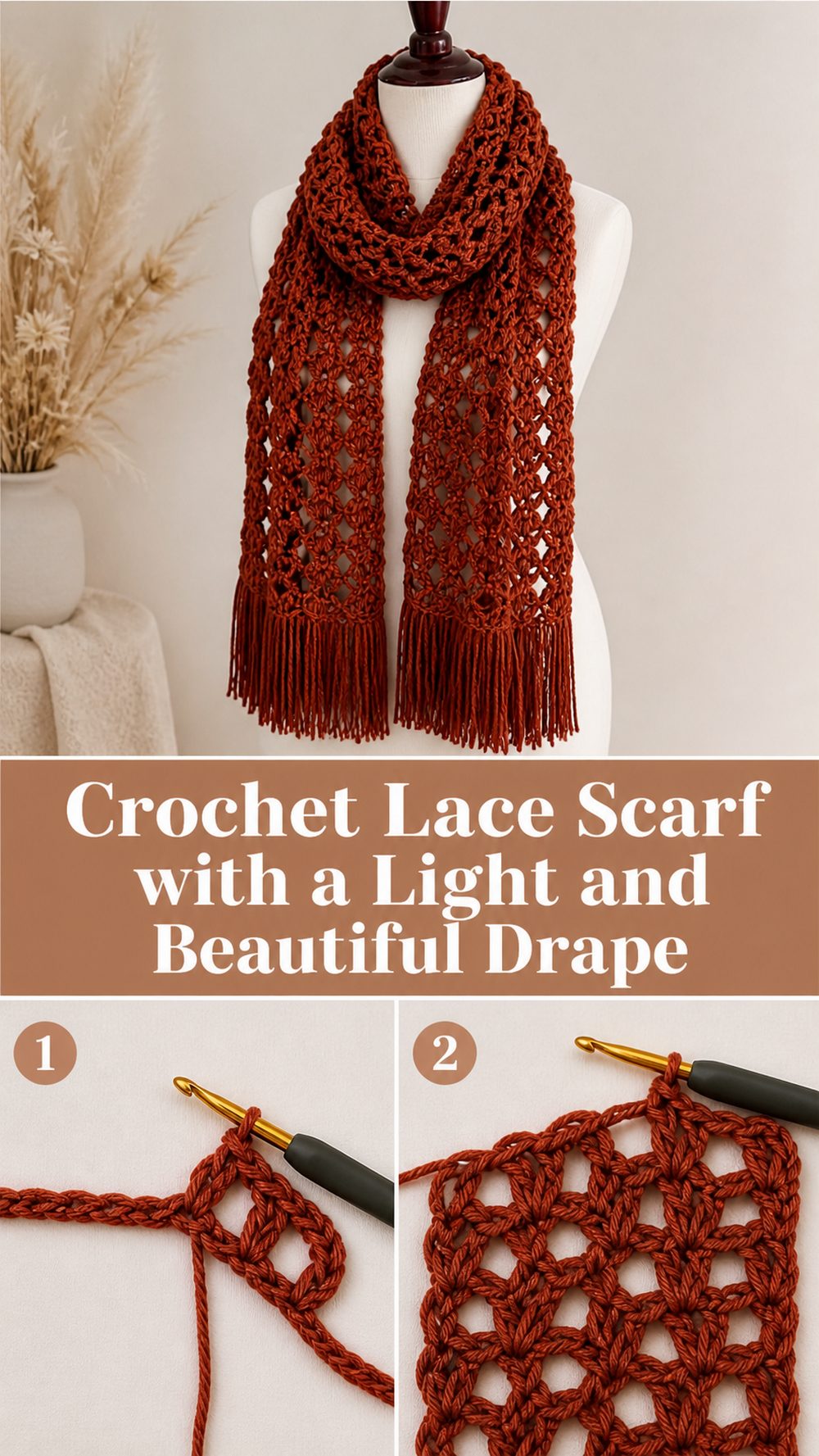 Crochet Lace Scarf with a Light and Beautiful Drape