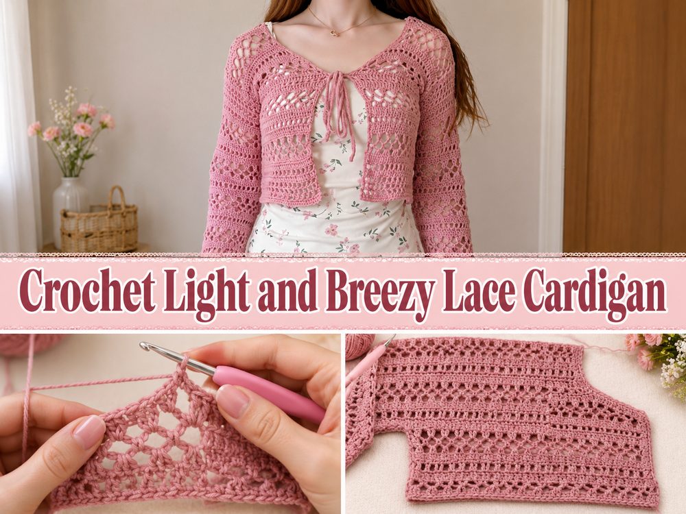 Crochet Light and Breezy Lace Cardigan S