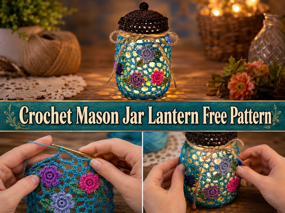 Crochet Mason Jar Lantern Free Pattern s