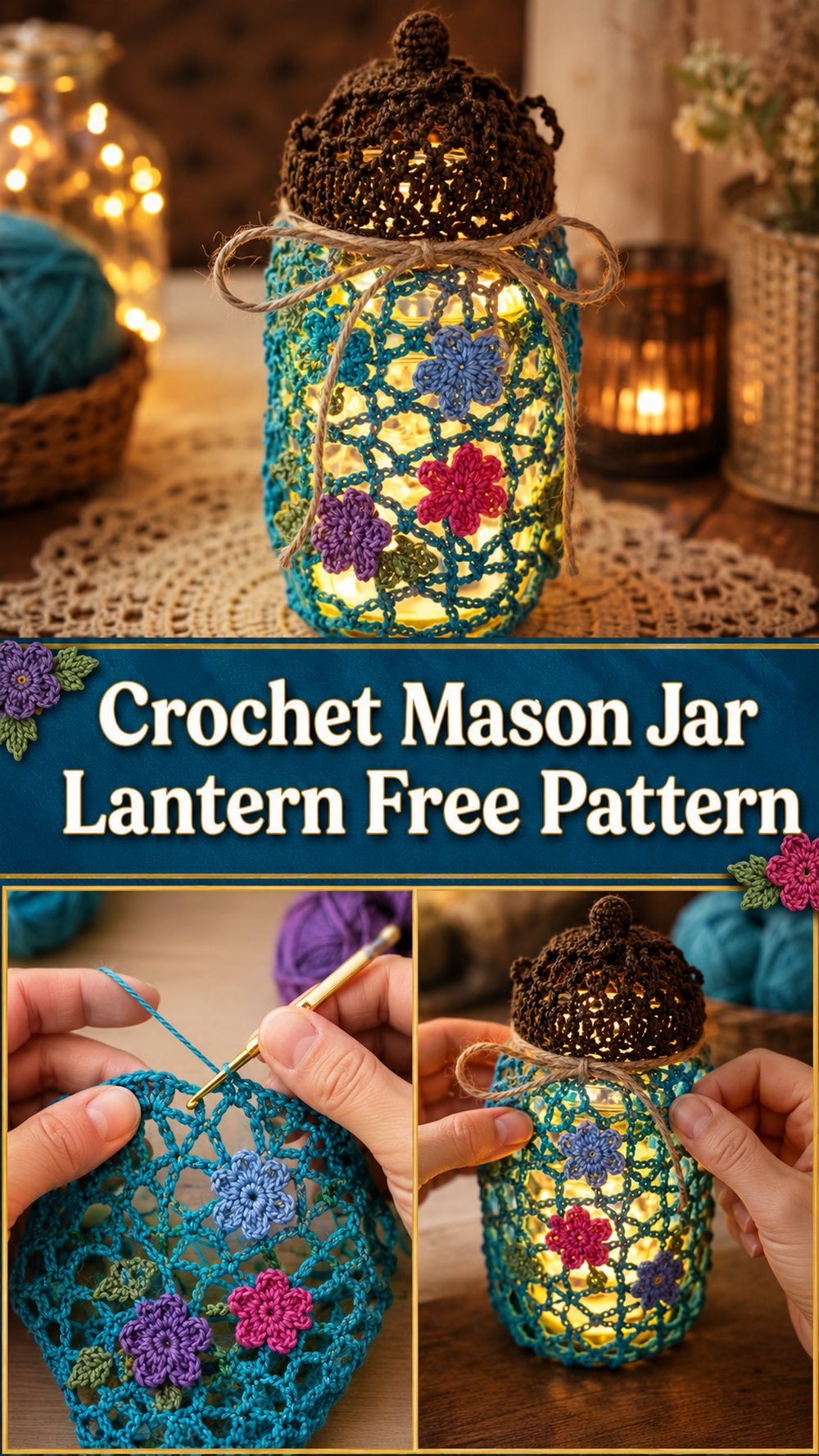 Crochet Mason Jar Lantern Free Pattern