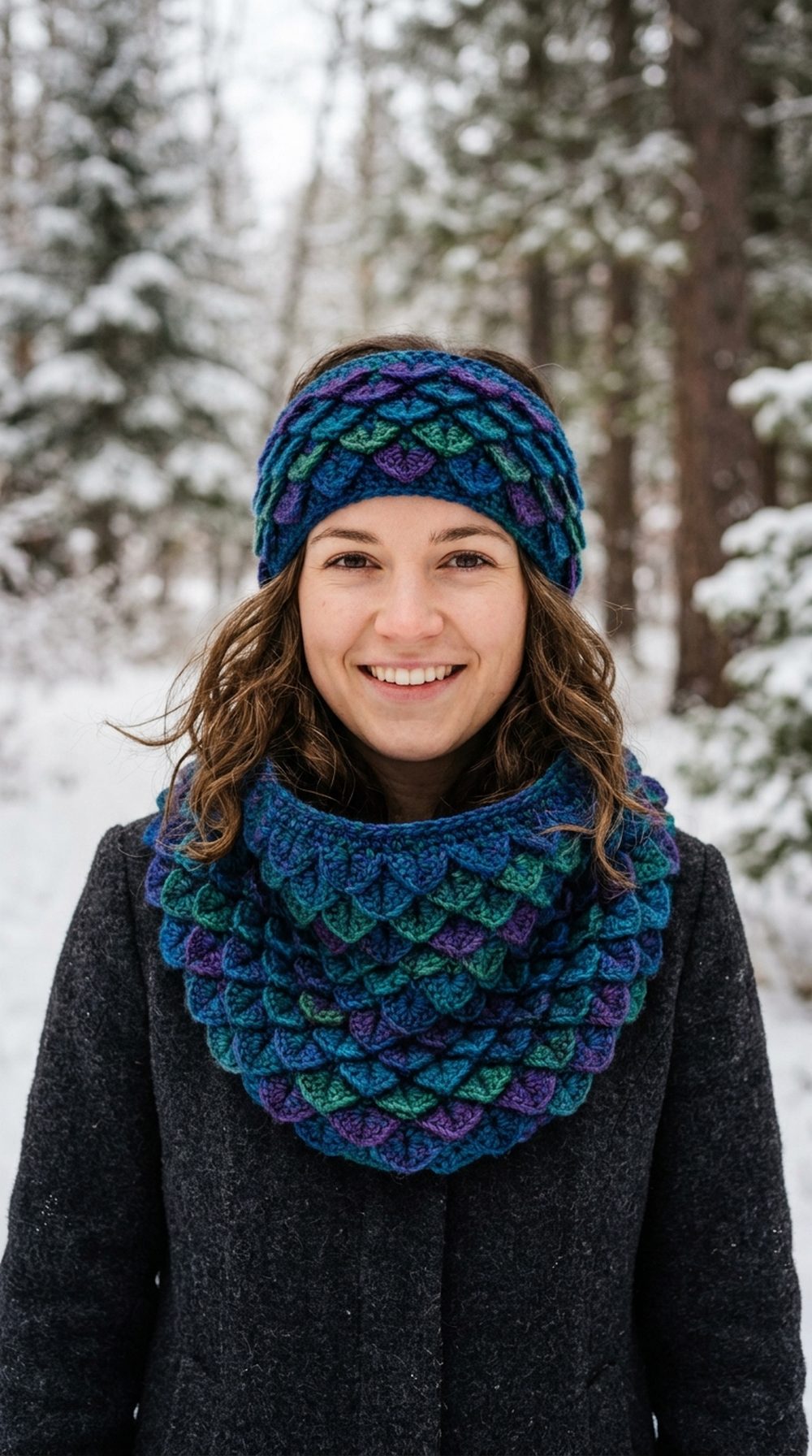 Crochet Mermaid Scales Cowl and Headband Set