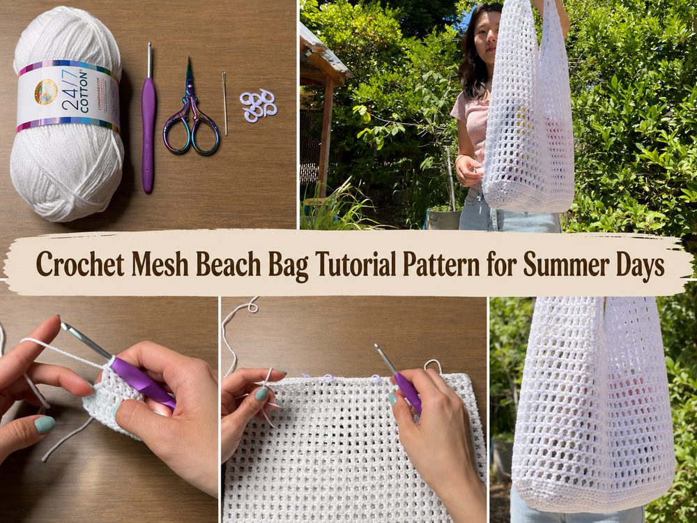 Crochet Mesh Beach Bag Tutorial Pattern for Summer Days - Katy Craft Ideas