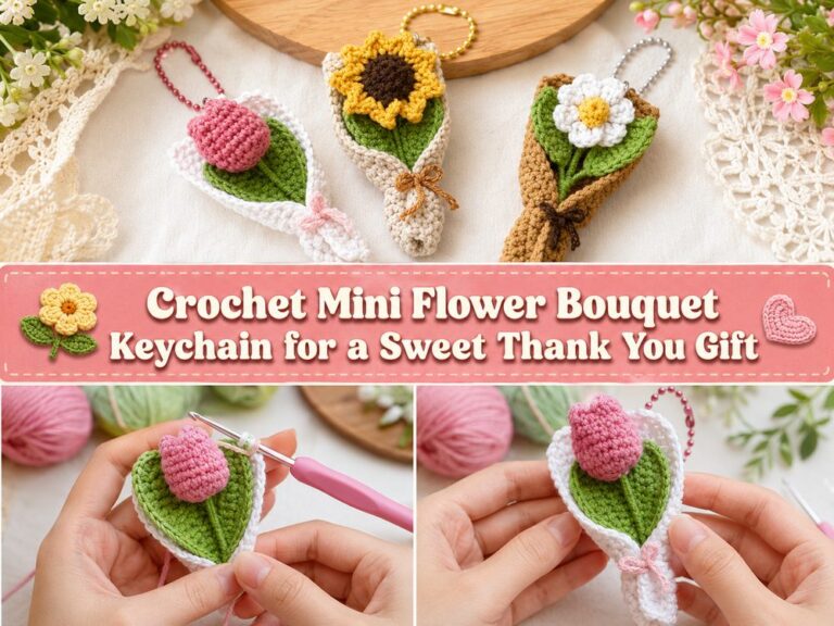 Crochet Mini Flower Bouquet Keychain for a Sweet Thank You Gift s